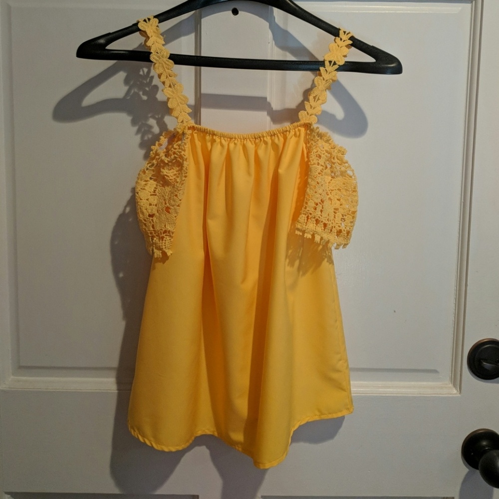 Boutique yellow cold shoulder top